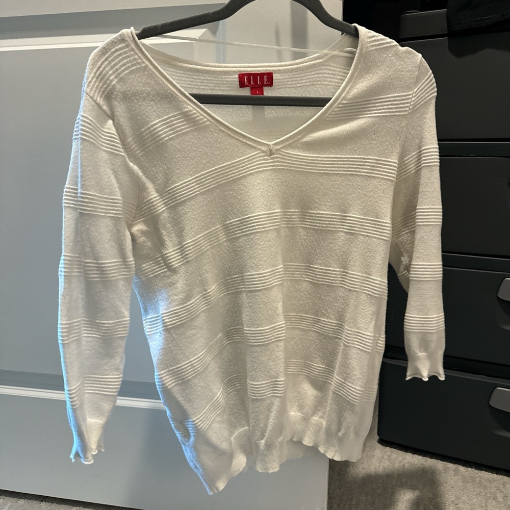 Long Sleeve White Sweater Top